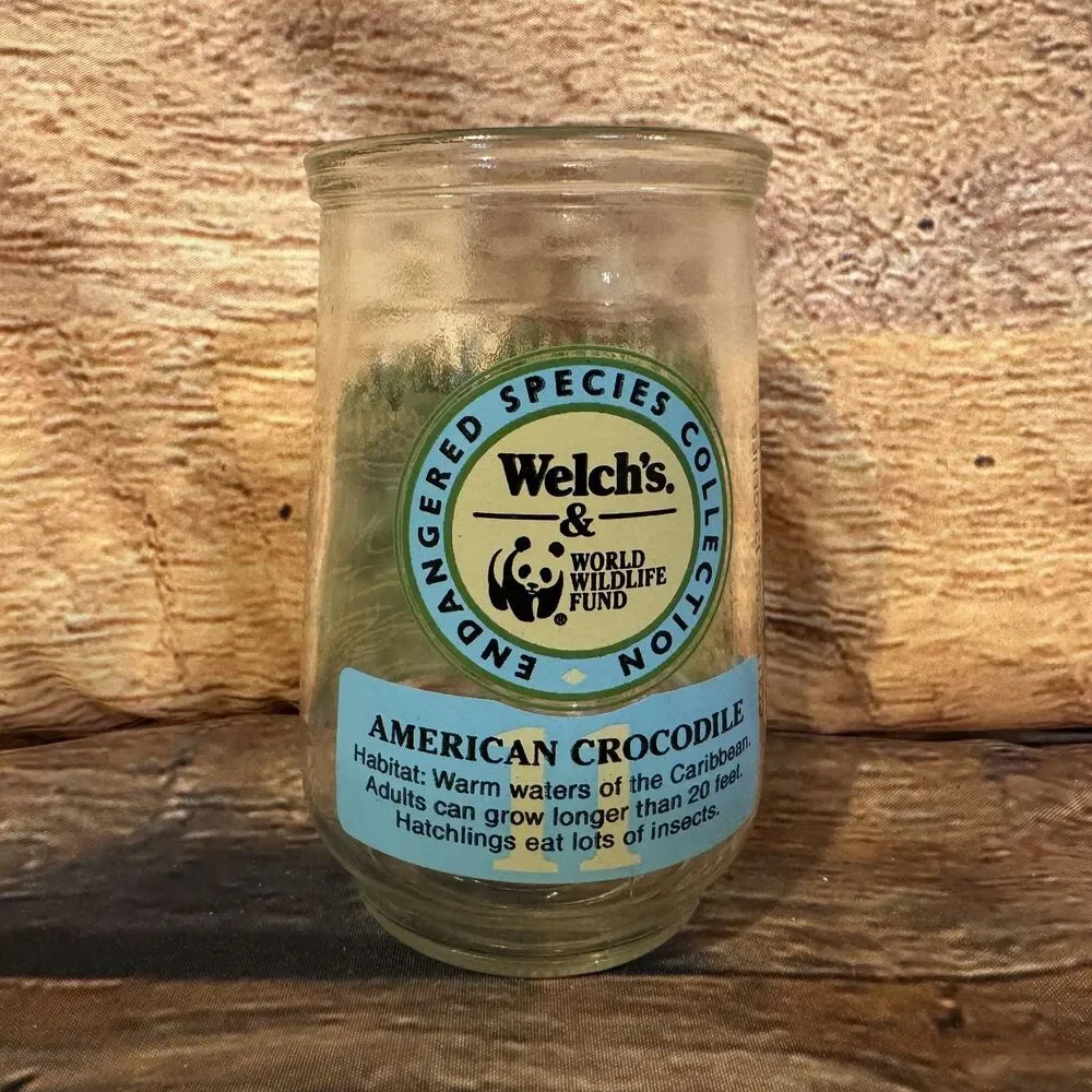 Welch's 1999 Endangered Species American Crocodile Jelly Jar Drinking Glass WWF